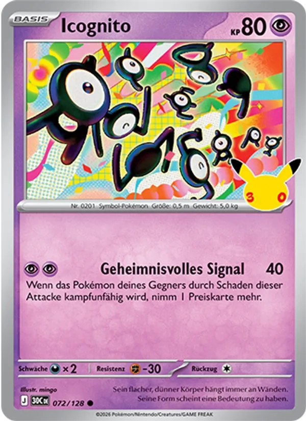 Icognito 072/128 – 30 Jahre – Pokémon – Deutsch – Near Mint
