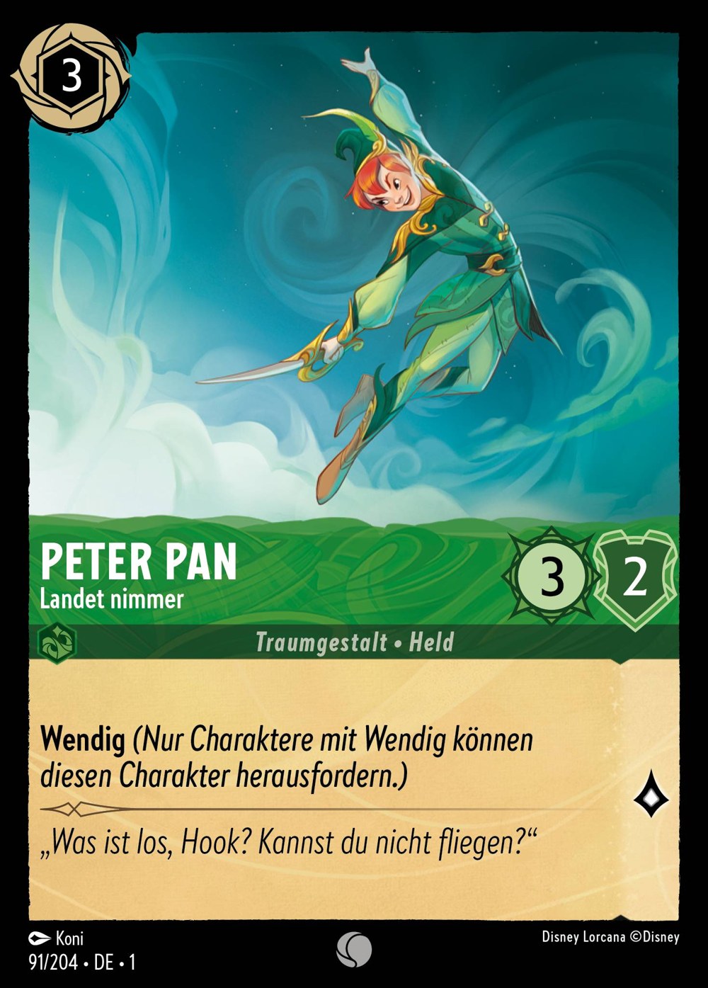 Peter Pan – Landet nimmer 91/204 – Das Erste Kapitel – Disney Lorcana – Deutsch – Near Mint