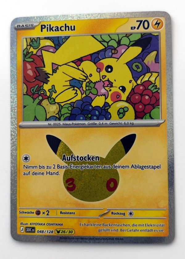 Pikachu 048/128 – 30 Jahre – Pokémon – Deutsch – Near Mint