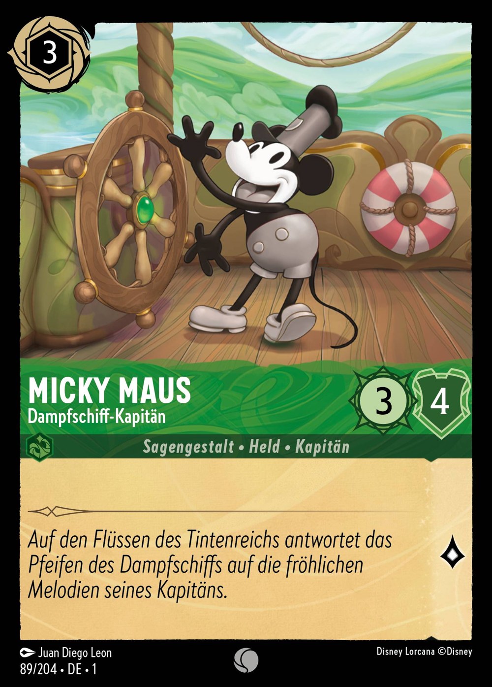 Micky Maus – Dampfschiff-Kapitän 89/204 – Das Erste Kapitel – Disney Lorcana – Deutsch – Near Mint