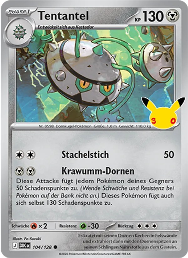 Tentantel 104/128 – 30 Jahre – Pokémon – Deutsch – Near Mint
