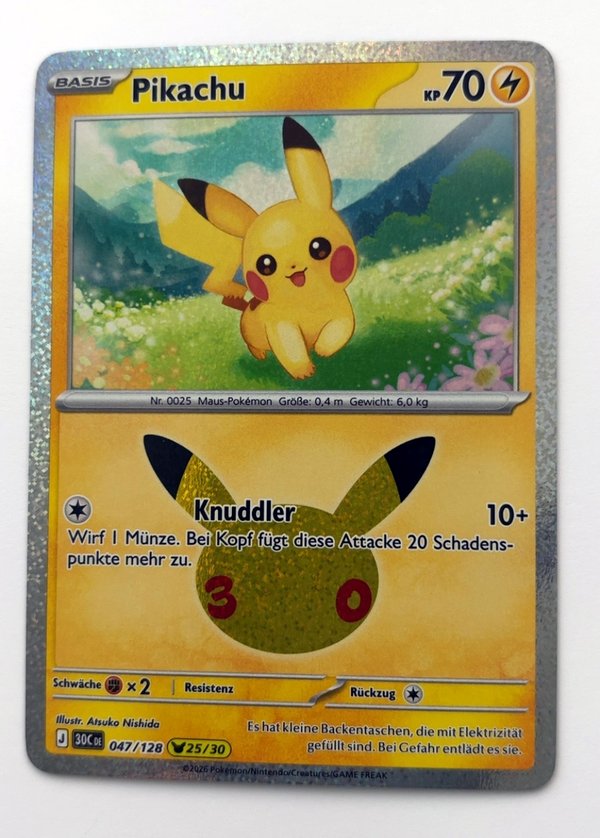 Pikachu 047/128 – 30 Jahre – Pokémon – Deutsch – Near Mint
