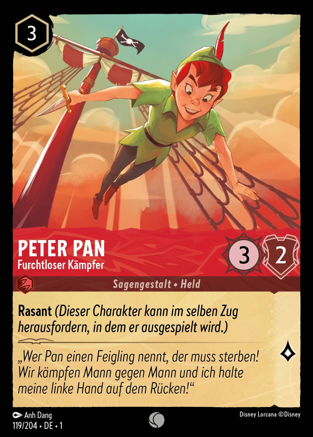 Peter Pan – Furchtloser Kämpfer 119/204 – Das Erste Kapitel – Disney Lorcana – Deutsch – Near Mint