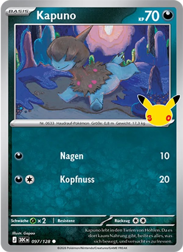 Kapuno 097/128 – 30 Jahre – Pokémon – Deutsch – Near Mint