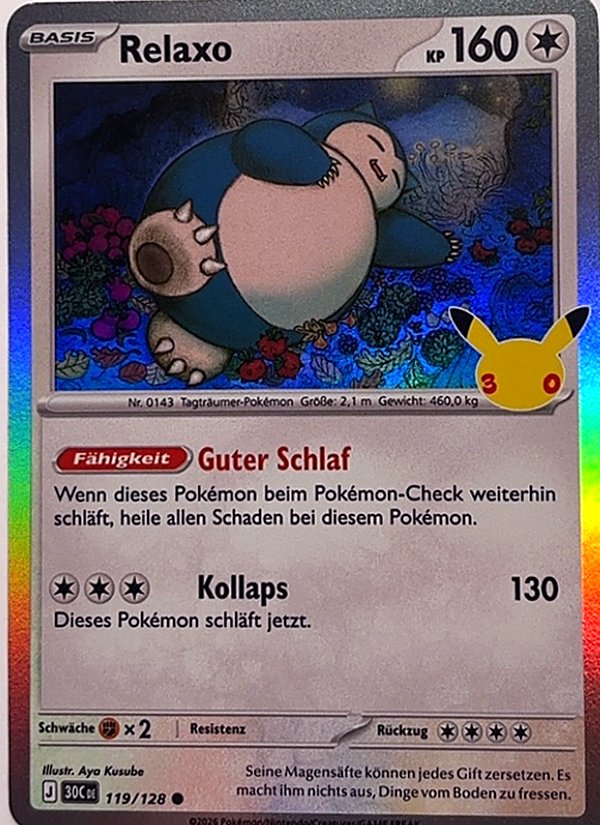 Relaxo 119/128 – 30 Jahre – Pokémon – Deutsch – Near Mint