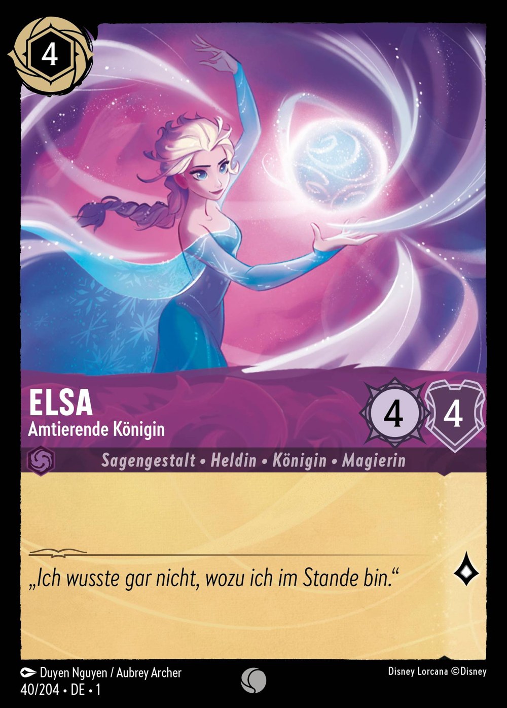 Elsa – Amtierende Königin 40/204 – Das Erste Kapitel – Disney Lorcana – Deutsch – Near Mint