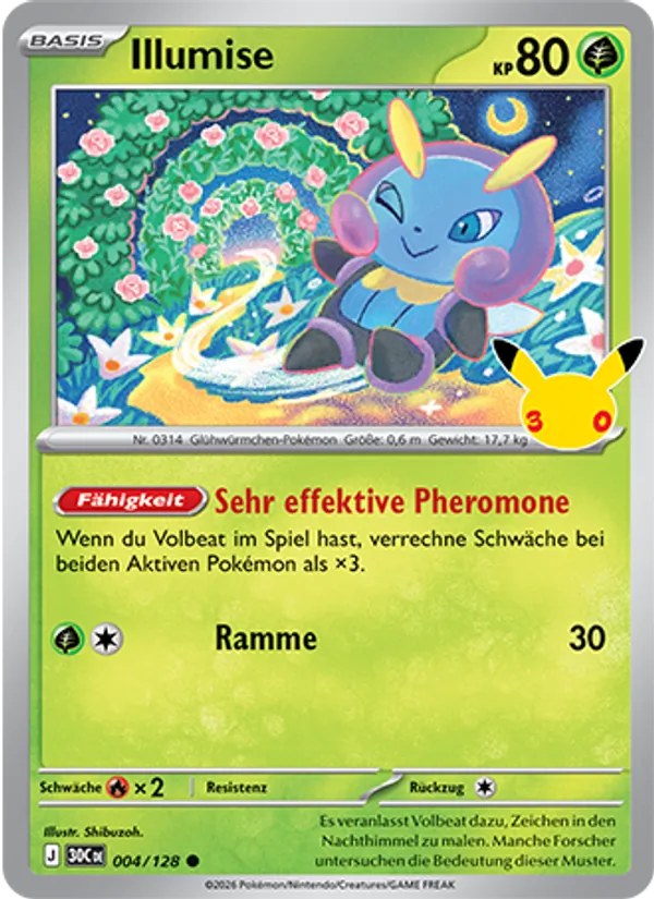Illumise 004/128 – 30 Jahre – Pokémon – Deutsch – Near Mint
