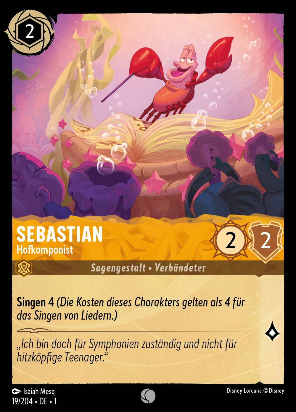 Sebastian – Hofkomponist 19/204 – Das Erste Kapitel – Disney Lorcana – Deutsch – Near Mint