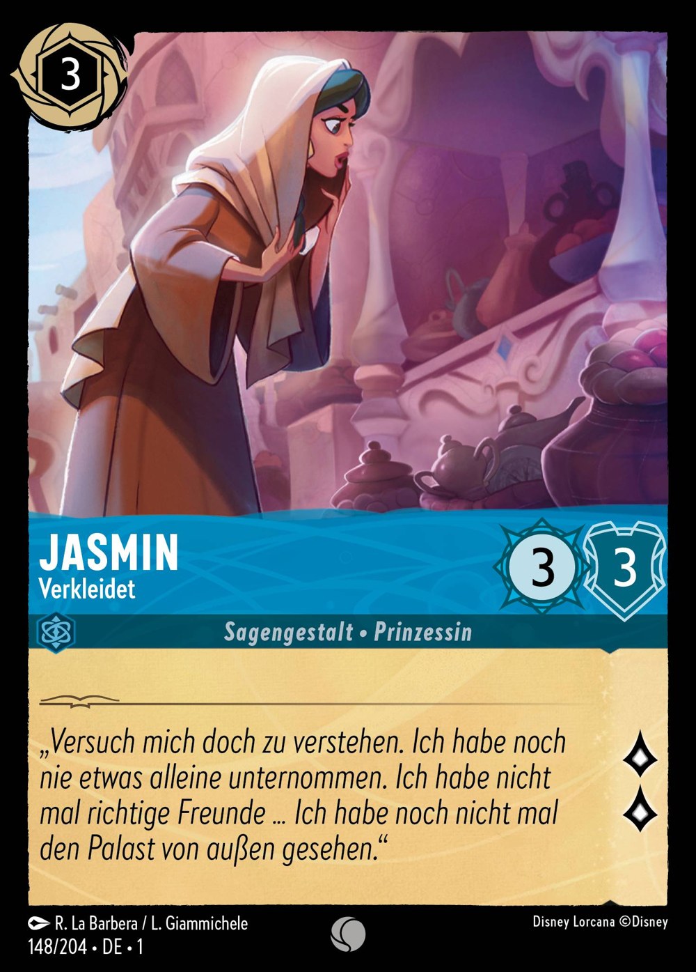 Jasmin – Verkleidet 148/204 – Das Erste Kapitel – Disney Lorcana – Deutsch – Near Mint