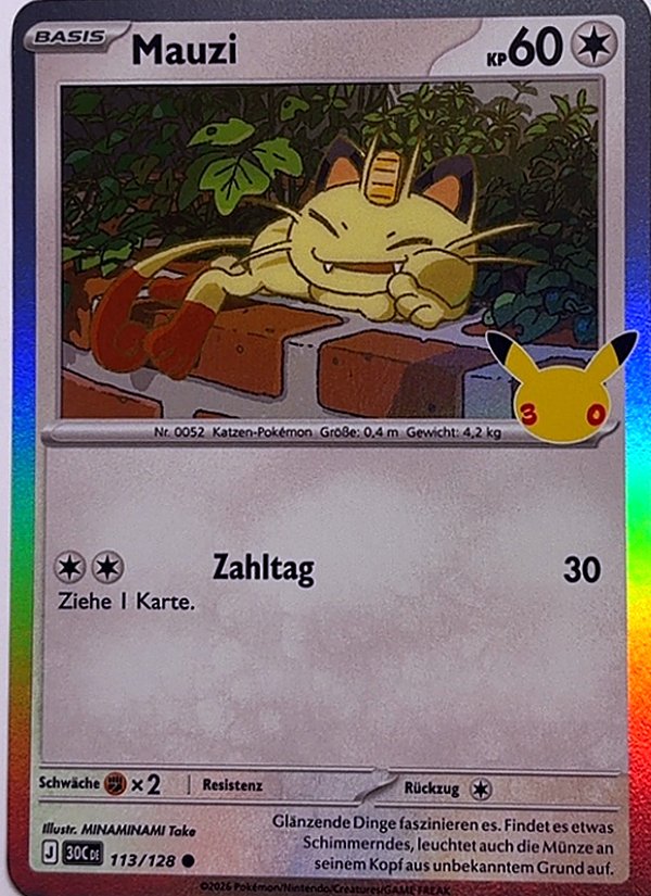 Mauzi 113/128 – 30 Jahre – Pokémon – Deutsch – Near Mint
