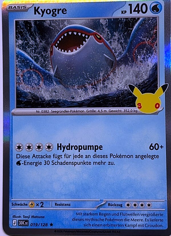 Kyogre 019/128 – 30 Jahre – Pokémon – Deutsch – Near Mint