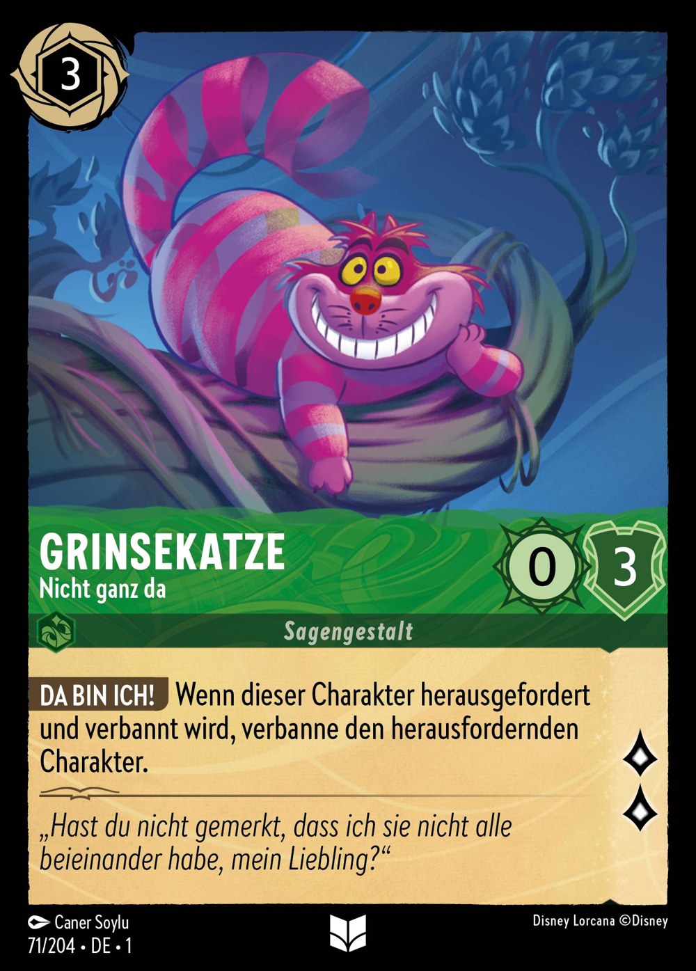 Grinsekatze – Nicht ganz da 71/204 – Das Erste Kapitel – Disney Lorcana – Deutsch – Near Mint