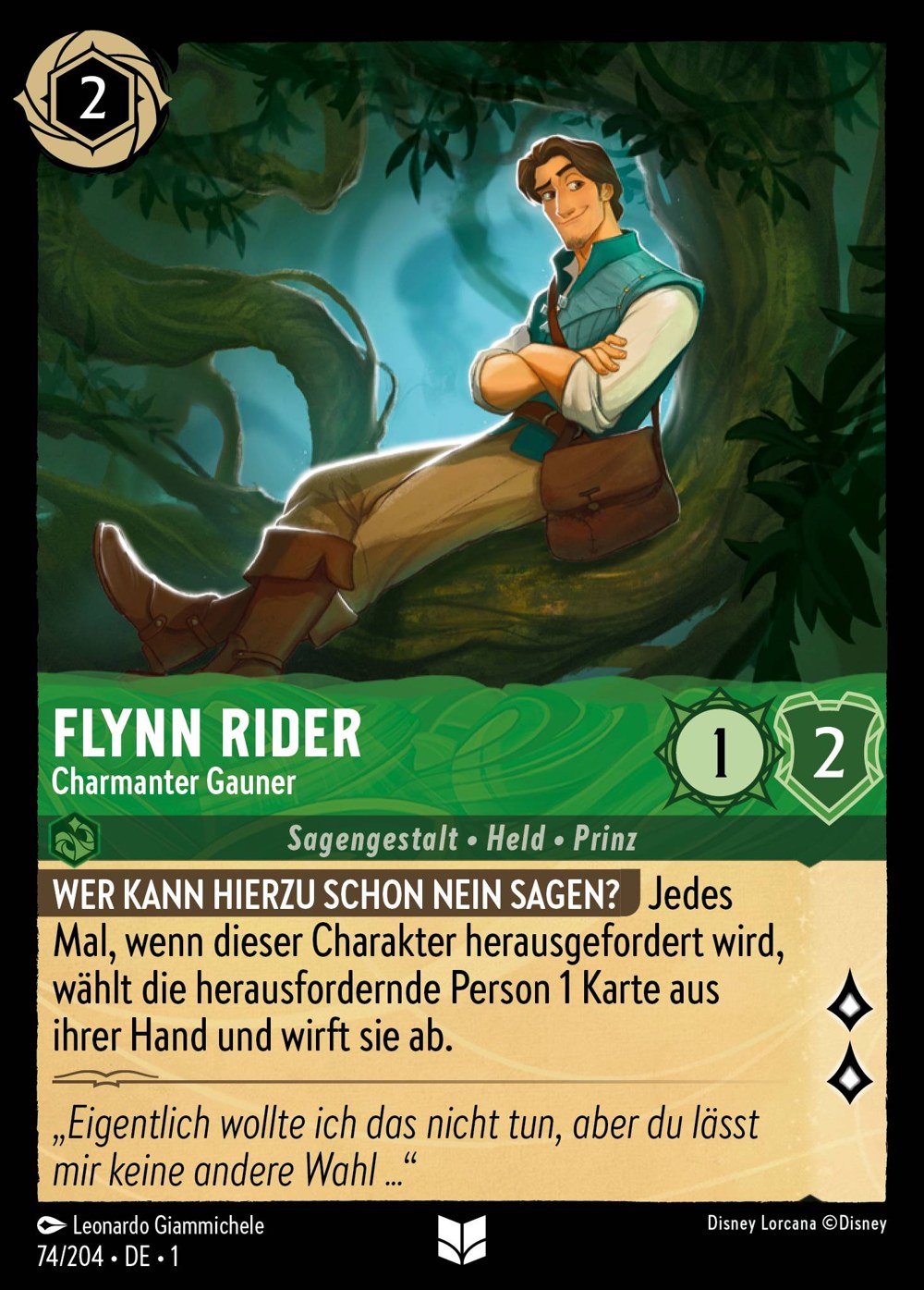 Flynn Rider – Charmanter Gauner 74/204 – Das Erste Kapitel – Disney Lorcana – Deutsch – Near Mint