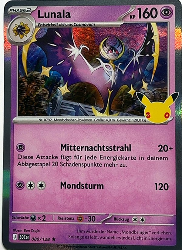 Lunala 080/128 – 30 Jahre – Pokémon – Deutsch – Near Mint