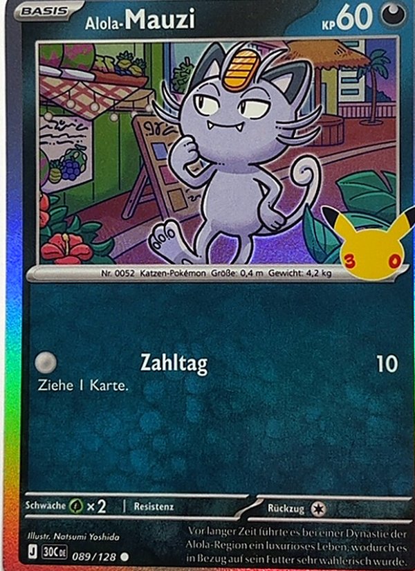 Alola-Mauzi 089/128 – 30 Jahre – Pokémon – Deutsch – Near Mint
