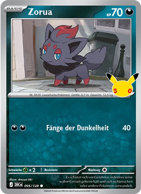 Zorua 095/128 – 30 Jahre – Pokémon – Deutsch – Near Mint