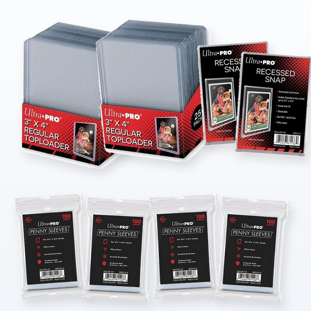 Rundum-Schutz-Set: 50 Toploader + 800 Sleeves + 4 Snap Holder