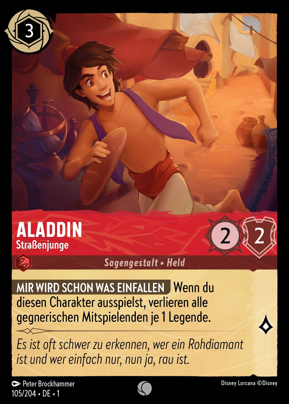 Aladdin – Straßenjunge 105/204 – Das Erste Kapitel – Disney Lorcana – Deutsch – Near Mint