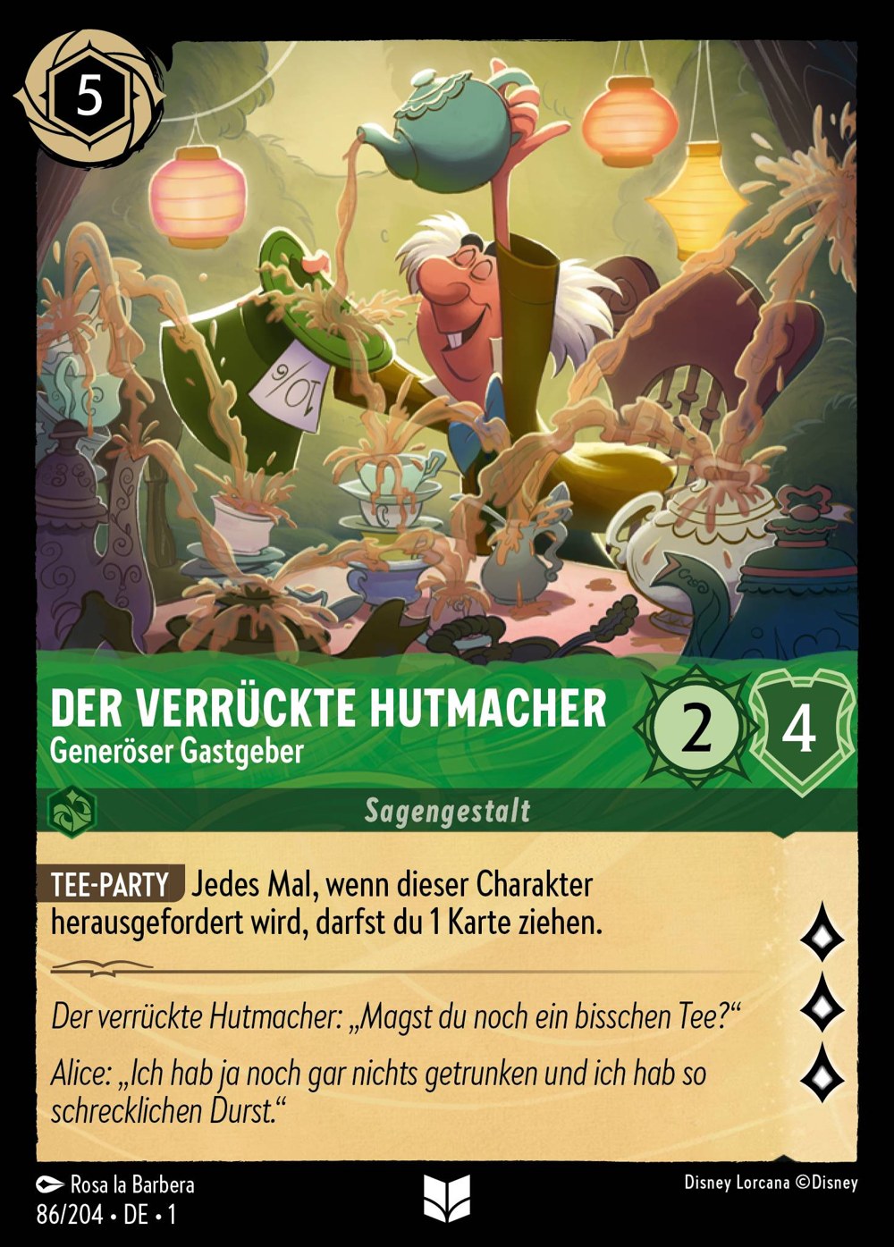 Der verrückte Hutmacher – Generöser Gastgeber 86/204 – Das Erste Kapitel – Disney Lorcana – Deutsch – Near Mint