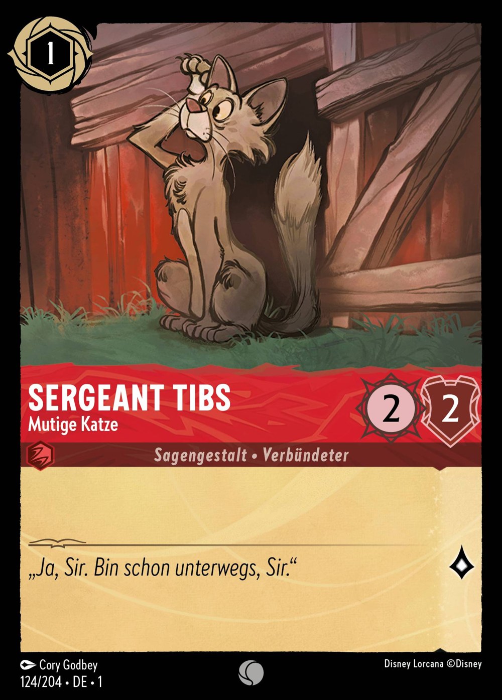 Sergeant Tibs – Mutige Katze 124/204 – Das Erste Kapitel – Disney Lorcana – Deutsch – Near Mint