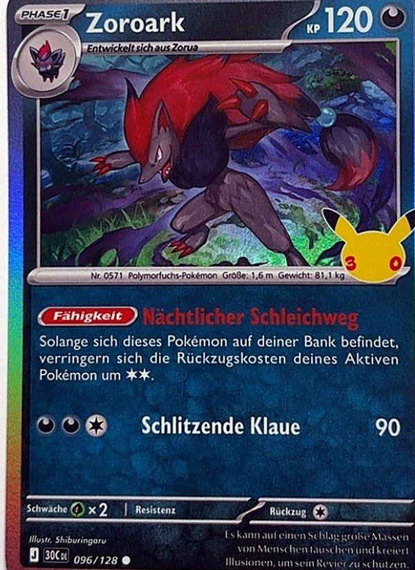 Zoroark 096/128 – 30 Jahre – Pokémon – Deutsch – Near Mint