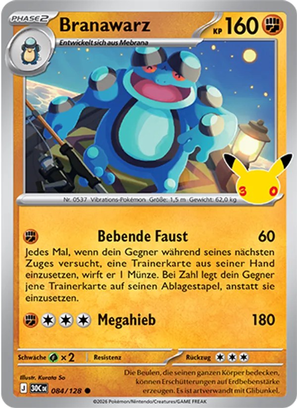 Branawarz 084/128 – 30 Jahre – Pokémon – Deutsch – Near Mint