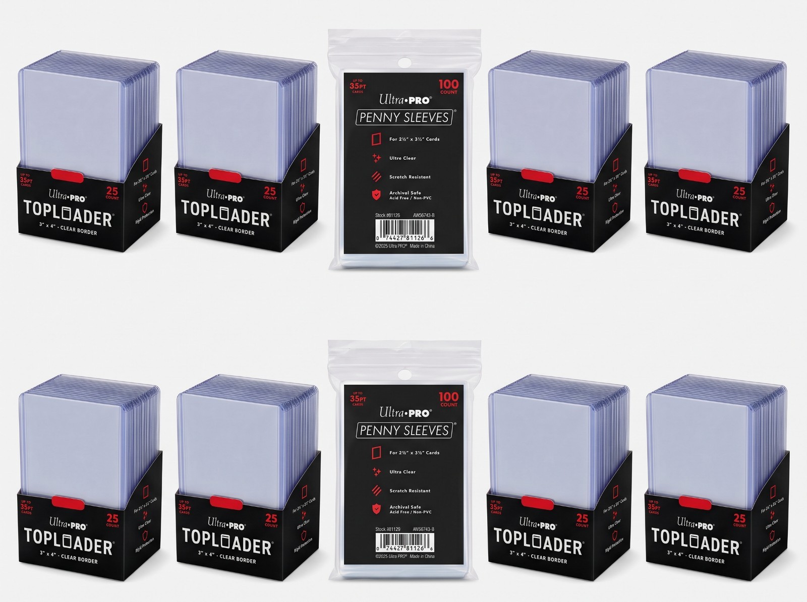 Ultra Pro 200 Regular Toploader 3''x4'' 35PT & 200 Soft Sleeves Magic Pokemon