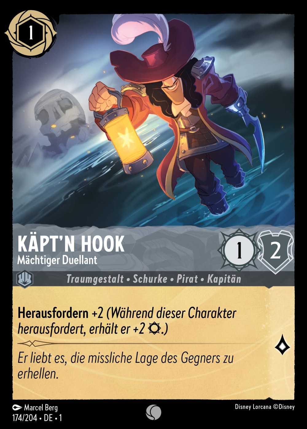 Käpt'n Hook – Mächtiger Duellant 174/204 – Das Erste Kapitel – Disney Lorcana – Deutsch – Near Mint