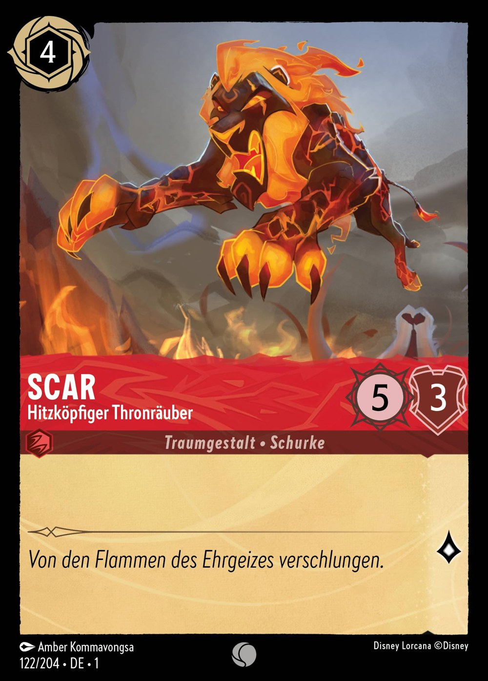 Scar – Hitzköpfiger Thronräuber 122/204 – Das Erste Kapitel – Disney Lorcana – Deutsch – Near Mint