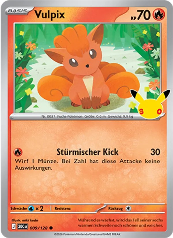 Vulpix 009/128 – 30 Jahre – Pokémon – Deutsch – Near Mint