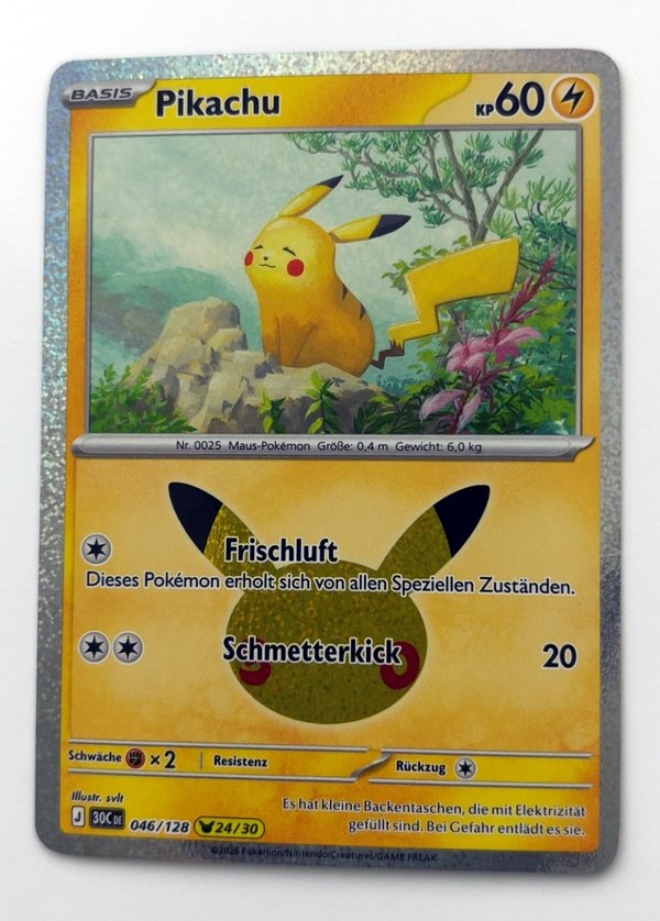 Pikachu 046/128 – 30 Jahre – Pokémon – Deutsch – Near Mint