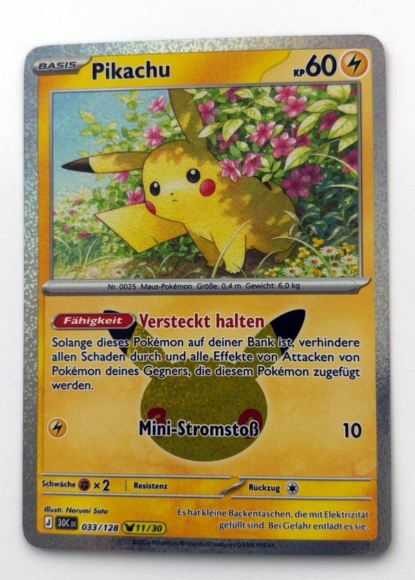 Pikachu 033/128 – 30 Jahre – Pokémon – Deutsch – Near Mint