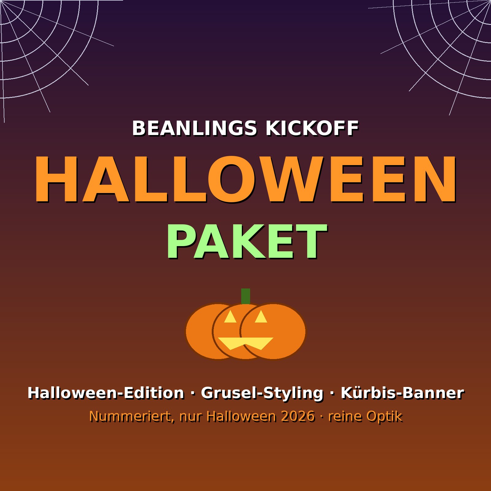 Beanlings Kickoff Halloween-Paket — nummerierte Halloween-Edition, Grusel-Styling und Kürbis-Banner