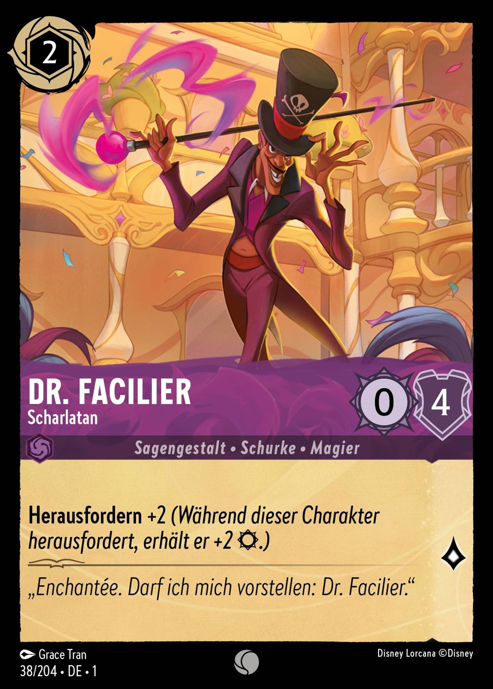 Dr. Facilier – Scharlatan 38/204 – Das Erste Kapitel – Disney Lorcana – Deutsch – Near Mint