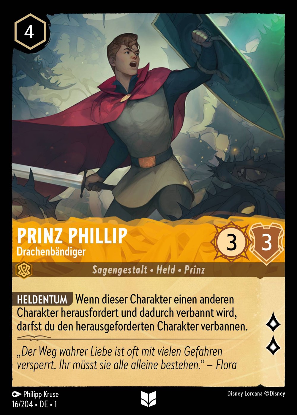 Prinz Phillip – Drachenbändiger 16/204 – Das Erste Kapitel – Disney Lorcana – Deutsch – Near Mint