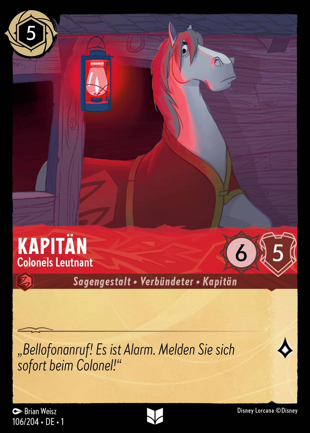 Kapitän – Colonels Leutnant 106/204 – Das Erste Kapitel – Disney Lorcana – Deutsch – Near Mint