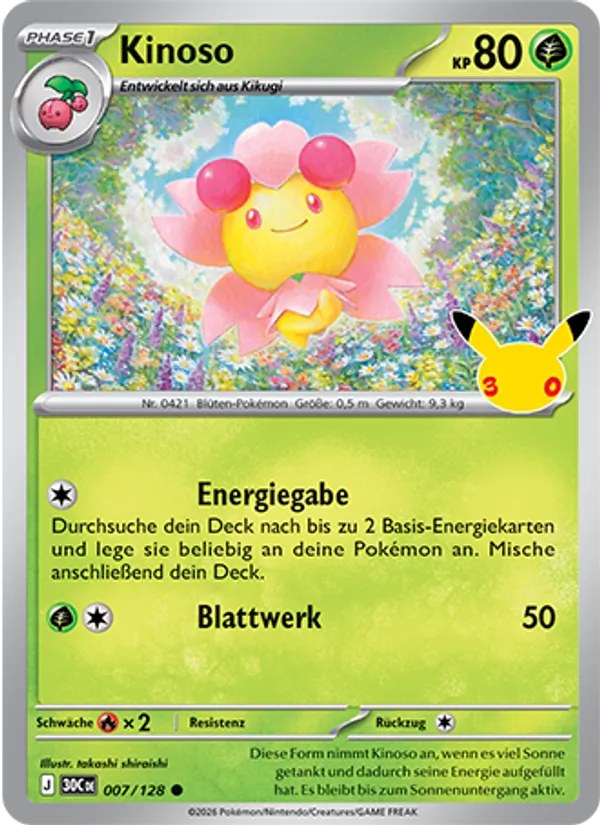 Kinoso 007/128 – 30 Jahre – Pokémon – Deutsch – Near Mint