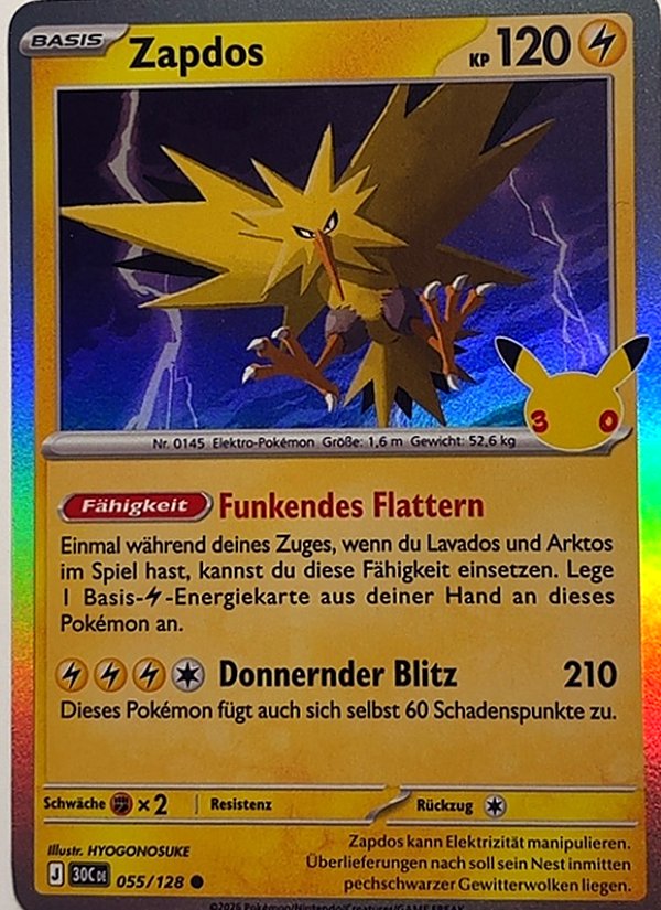 Zapdos 055/128 – 30 Jahre – Pokémon – Deutsch – Near Mint