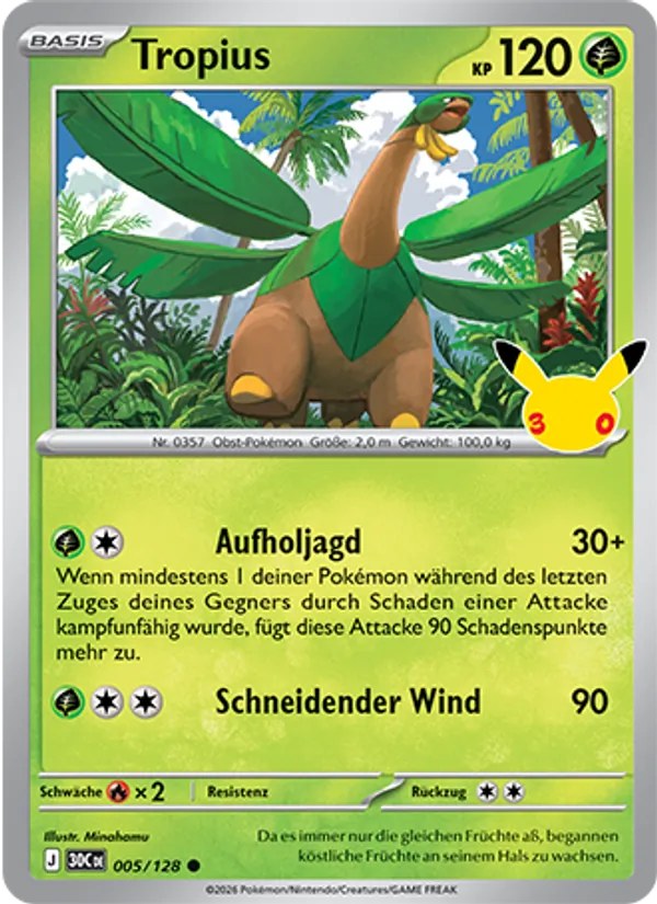 Tropius 005/128 – 30 Jahre – Pokémon – Deutsch – Near Mint