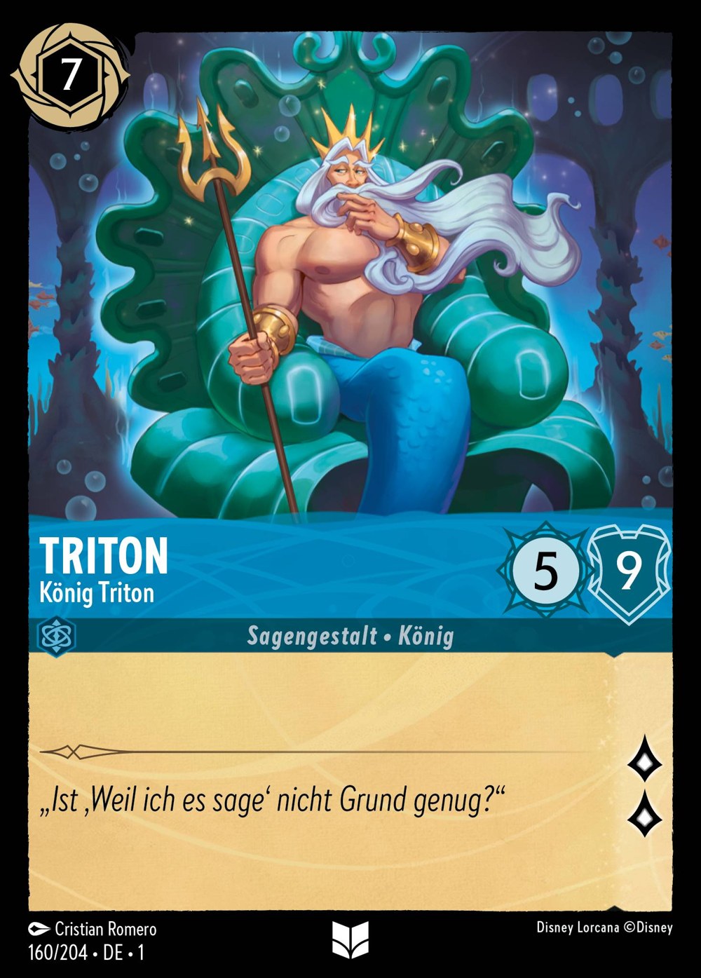 Triton – König Triton 160/204 – Das Erste Kapitel – Disney Lorcana – Deutsch – Near Mint