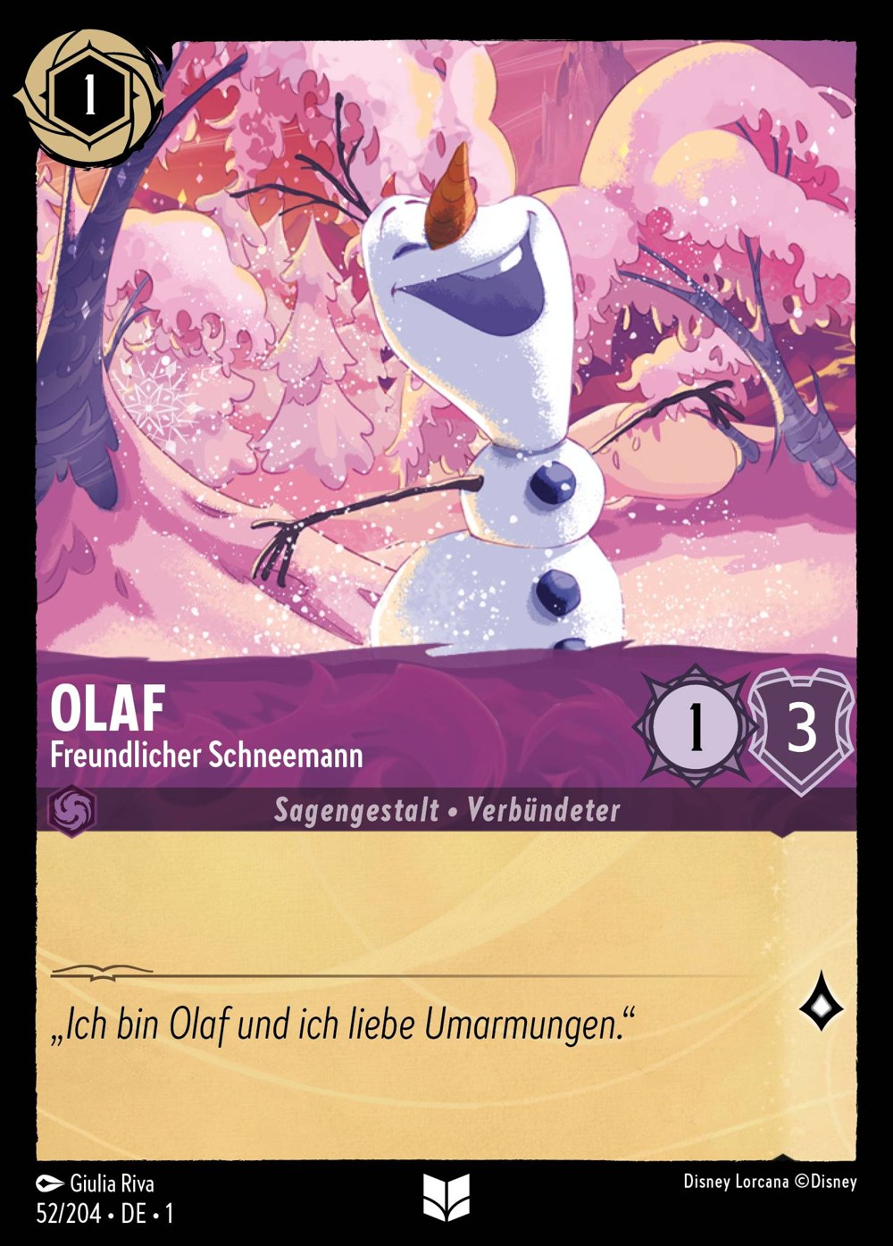 Olaf – Freundlicher Schneemann 52/204 – Das Erste Kapitel – Disney Lorcana – Deutsch – Near Mint