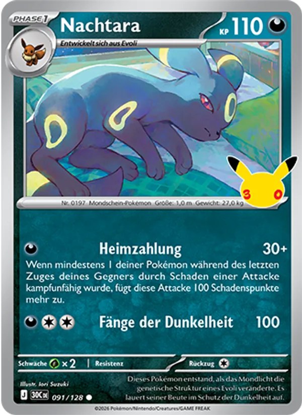 Nachtara 091/128 – 30 Jahre – Pokémon – Deutsch – Near Mint