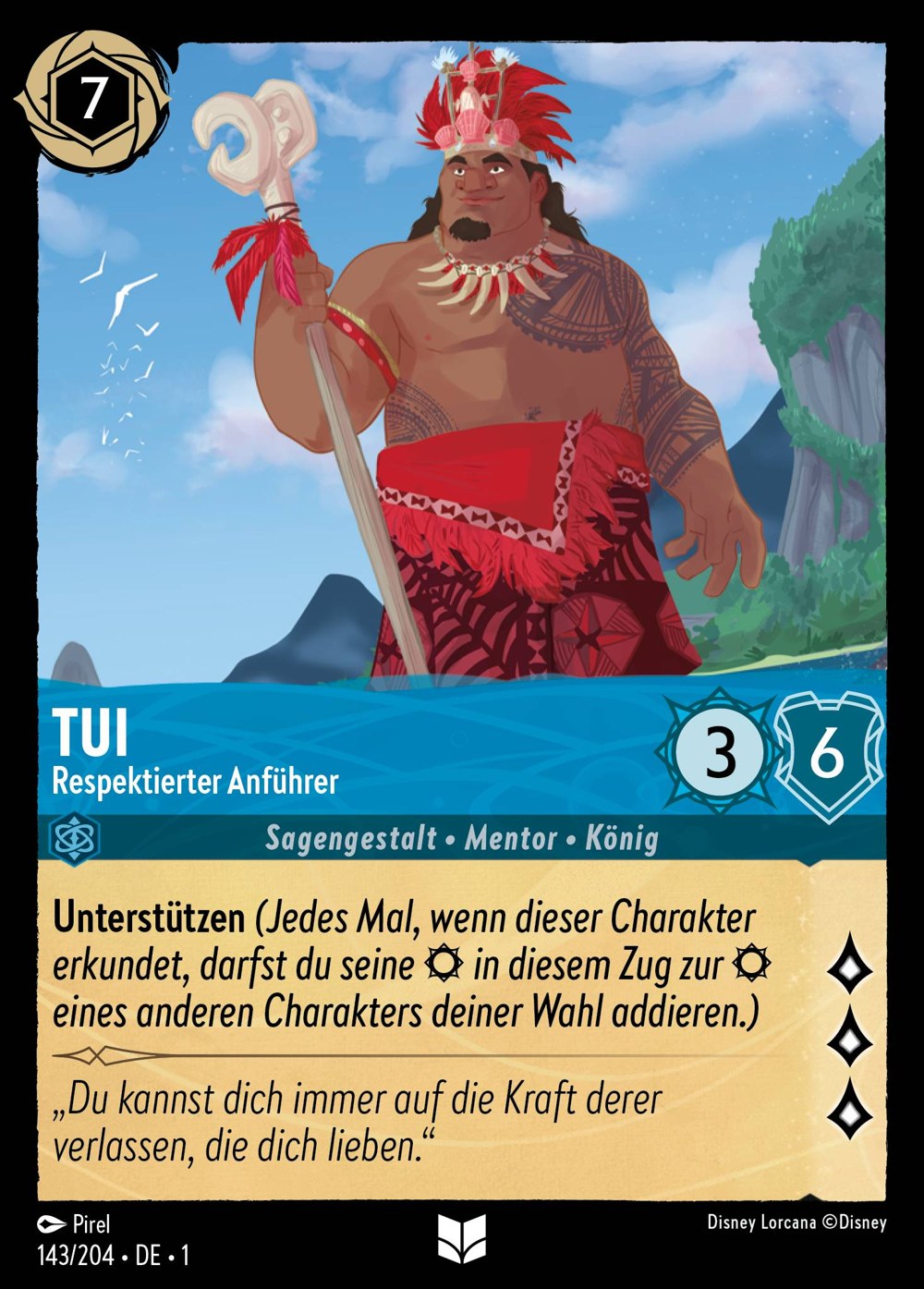 Tui – Respektierter Anführer 143/204 – Das Erste Kapitel – Disney Lorcana – Deutsch – Near Mint
