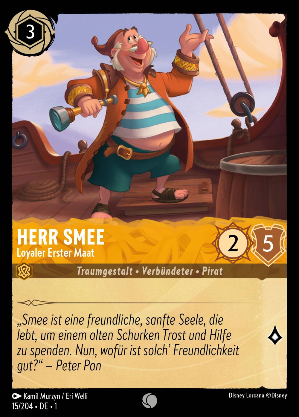 Herr Smee – Loyaler Erster Maat 15/204 – Das Erste Kapitel – Disney Lorcana – Deutsch – Near Mint