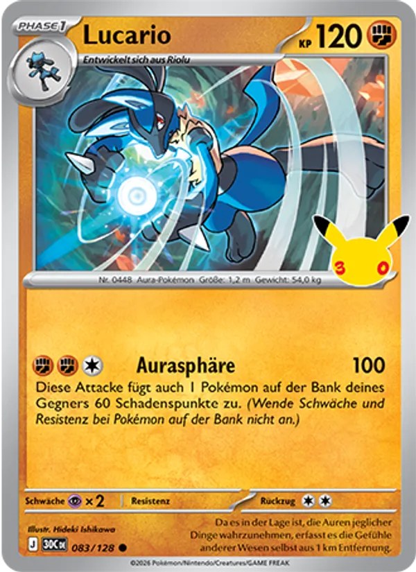 Lucario 083/128 – 30 Jahre – Pokémon – Deutsch – Near Mint