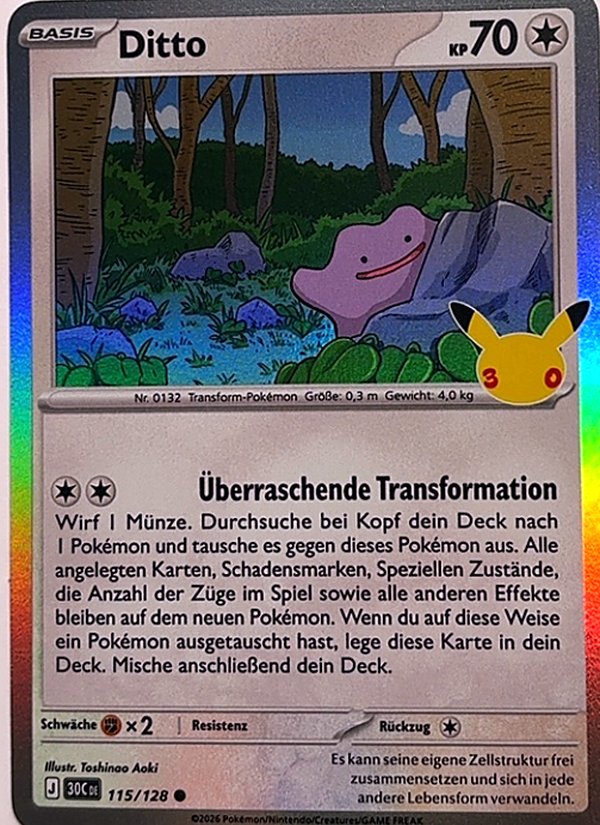 Ditto 115/128 – 30 Jahre – Pokémon – Deutsch – Near Mint