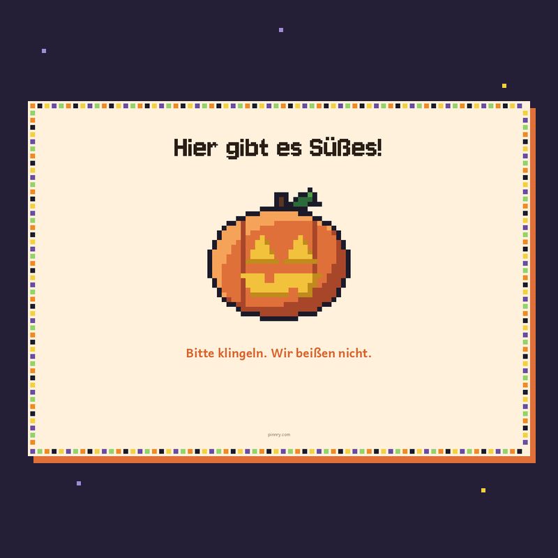 Türschild „Hier gibt es Süßes“