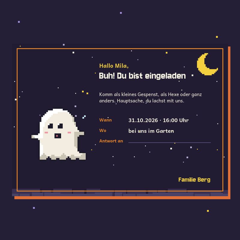 Einladung Gespensterparty für Kinder