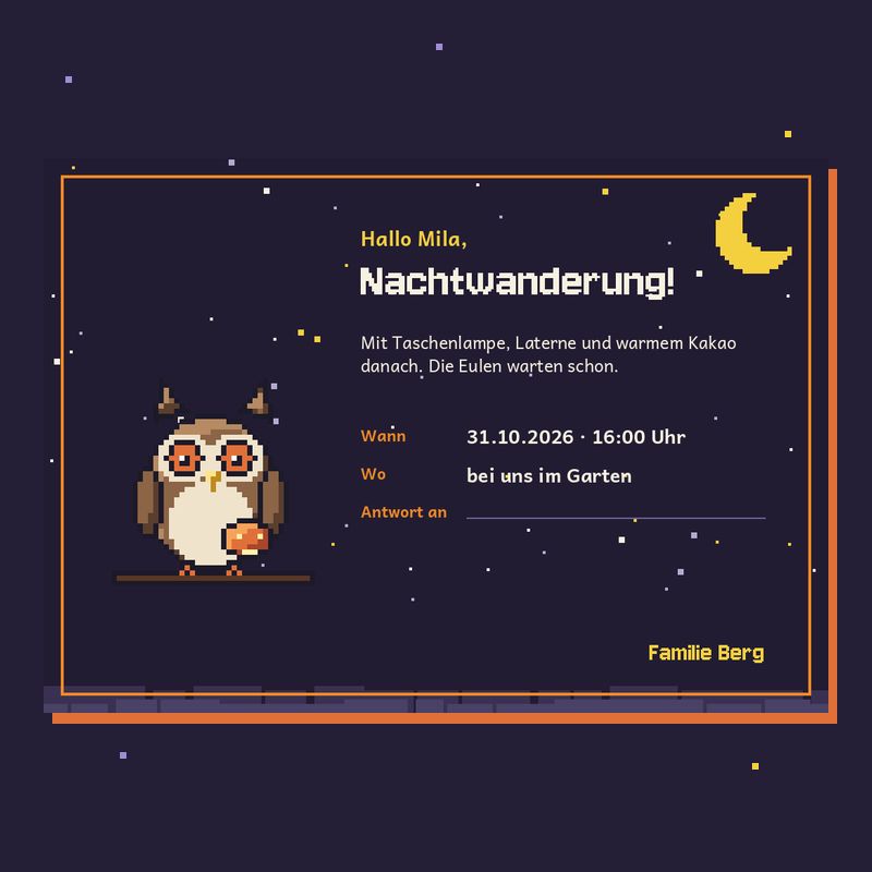 Einladung Nachtwanderung mit Taschenlampen