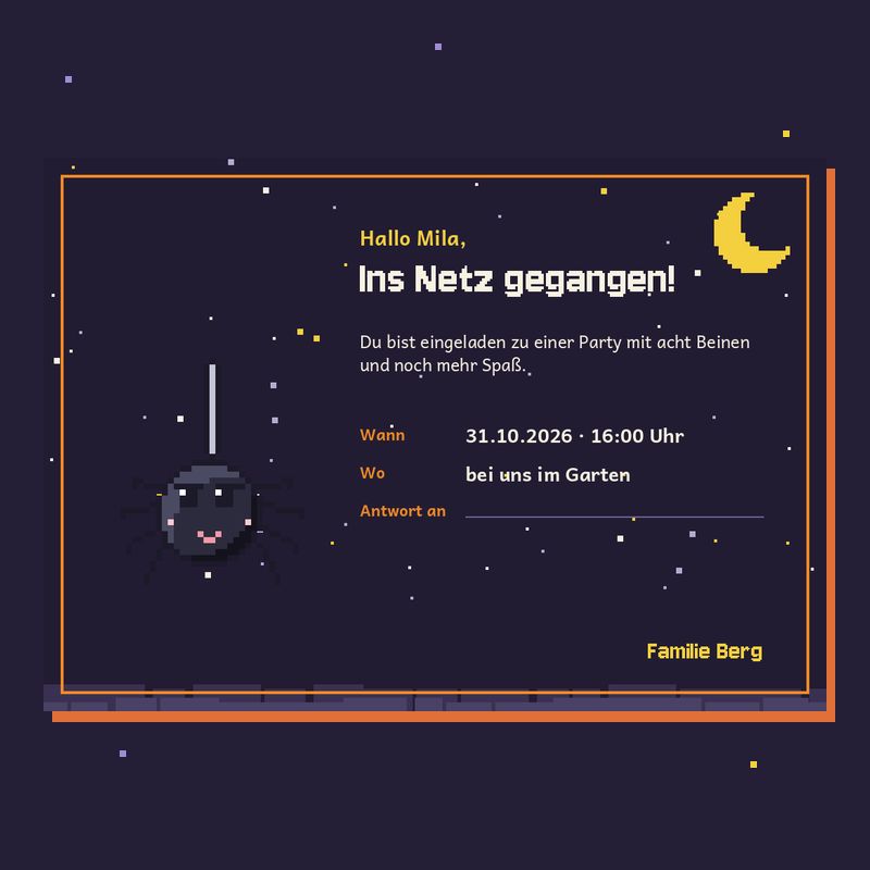 Einladung Spinnenparty